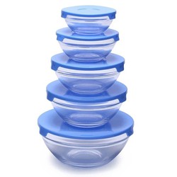 Bộ 5 bát thủy tinh chịu nhiệt có nắp - Thố lạnh có nắp