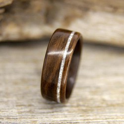Nhẫn gỗ walnut uốn và xà cừ