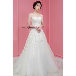 KRCC Spring – Váy cưới Hàn Quốc Young Bridal – Free phụ kiện cưới gồm áo ngực, voan, tùng, giày cưới – KRCC Spring