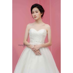 KRCC Pinky – Váy cưới Hàn Quốc Young Bridal – Free phụ kiện cưới gồm áo ngực, voan, tùng, giày cưới – KRCC Pinky