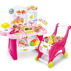 bộ đồ chơi máy tính tiền siêu thị và xe đẩy siêu thị