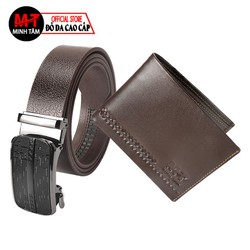 Combo thắt lưng nam , ví bóp nam Minh Tâm da bò , thời trang nam , đen hoặc nâu – MT121S