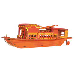 Đồ chơi lắp ráp gỗ 3D - Mô hình Thuyền Đỏ Red Boat Laser HG-A048
