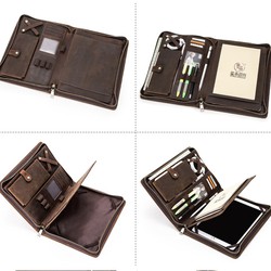 Bao Da Ipad Đa Năng Đựng Phụ Kiện Sổ Sách Da Bò Nguyên Tấm Đẳng Cấp 3 ngăn – zl090421