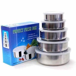 [ miễn phí vận chuyển ] Bộ 5 hộp đựng thực phẩm inox có nắp đậy