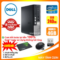 Case máy tính đồng bộ DELL CPU Dual core / Core i3-3220 / Ram 4GB [QUÀ TẶNG: chuột không dây, bộ thu wifi, bàn di chuột]