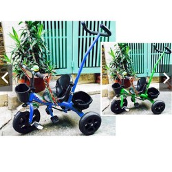 Xe đạp 3 bánh tay đẩy để chân giỏ đồ cho bé 1-5 tuổi
