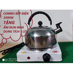 ẤM Đun Nước Inox Kèm Bếp Điện 1000w – Ấm Đun inox 3L Có Còi Báo Kèm Bếp Điện Đơn 1000w – ẤM INOX 3L KÈM BẾP ĐƠN 1000W