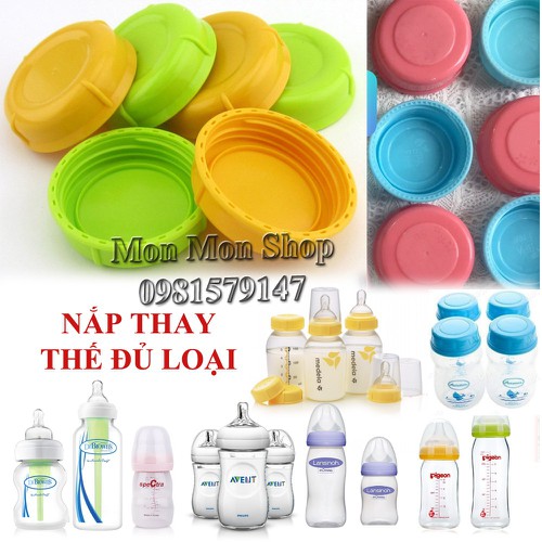 (Đủ size) Nắp bình sữa, nắp bình trữ sữa nhựa an toàn BPA free – vui lòng đọc hướng dẫn chọn nắp