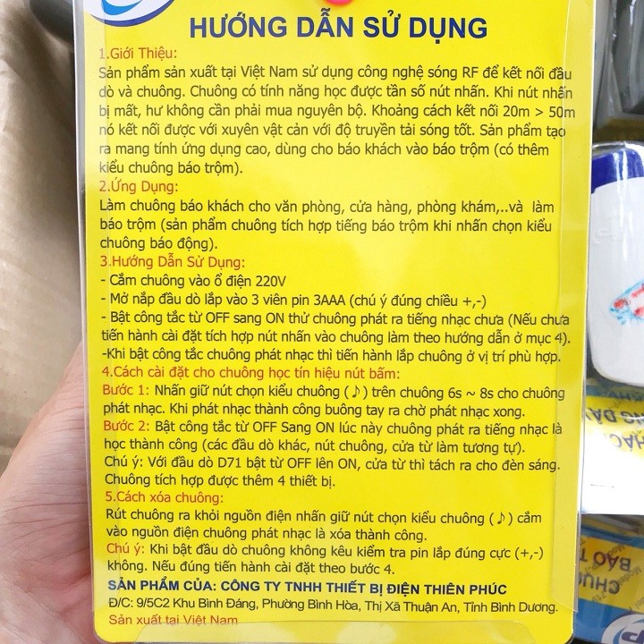 CHUÔNG CỬA BÁO ĐỘNG ZANKA TP-719