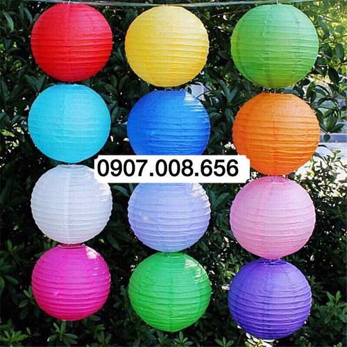 Đèn Lồng Giấy Lụa Tròn đủ màu sắc  - đèn lồng Giấy Nhật Bản
