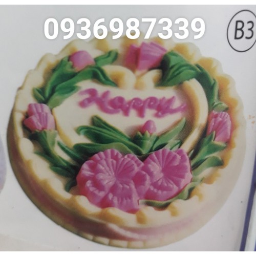 Khuôn rau câu hoa đep có chữ Happy độc đáo 25 cm