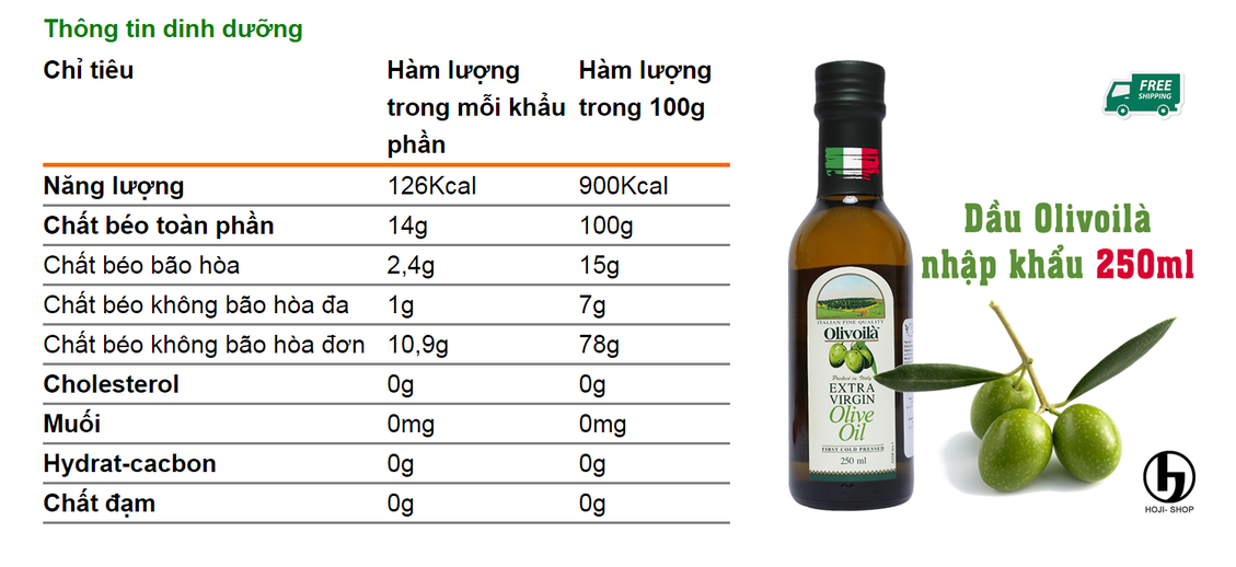 Dầu Olive Oil Extra Nhập Khẩu 250ml