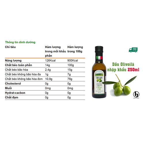 Dầu Olive Oil Extra Nhập Khẩu 250ml