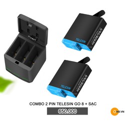 Combo Pin Telesin Gopro 8/7/6/5 và dock sạc 3 pin new 2020