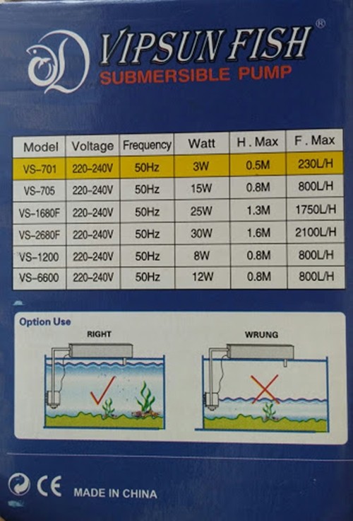 Máy bơm lọc nước Vipsun Vs 6600 cho hồ cá cảnh (Mã SP: A-529)