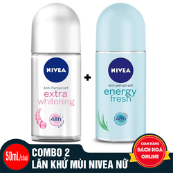Combo 2 chai lăn khử mùi Nivea hàng nhập khẩu 50ml/chai