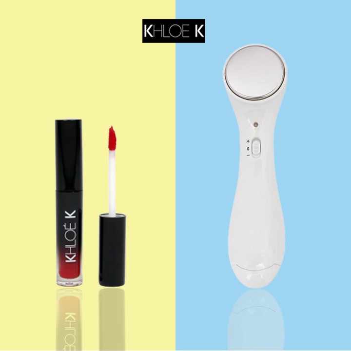 Hình ảnh Son Kem Đỏ Cam Khloe K Và Máy Matxa Ion Mini Cầm Tay