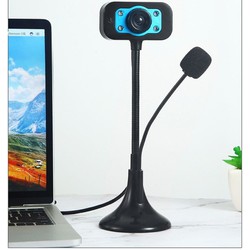 (Bảo hành 06 tháng) Webcam Chân Cao có mic dùng cho máy tính có tích hợp mic và đèn Led trợ sáng – webcam xanh
