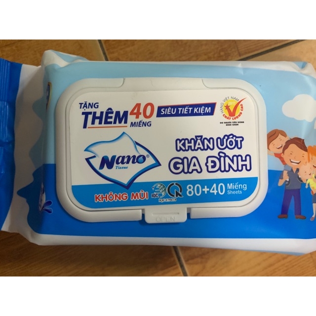 KHĂN ƯỚT NANO KHÔNG MÙI 120 MIẾNG
