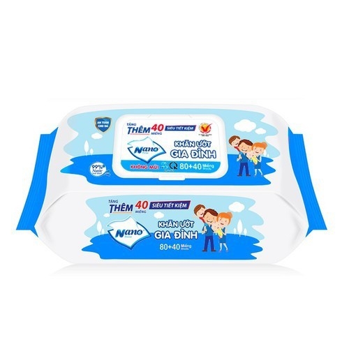 KHĂN ƯỚT NANO KHÔNG MÙI 120 MIẾNG