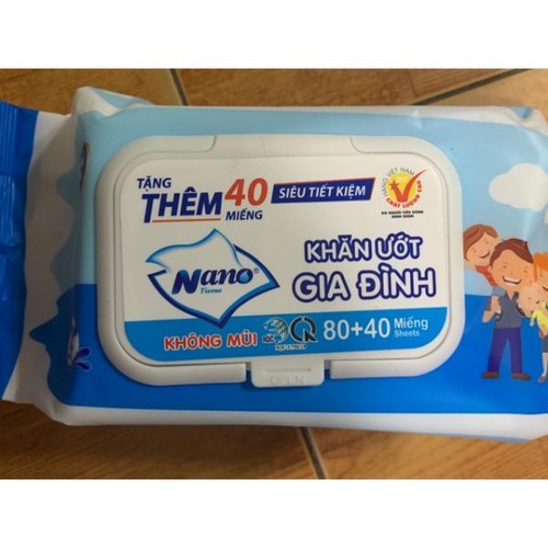 KHĂN ƯỚT NANO KHÔNG MÙI 120 MIẾNG