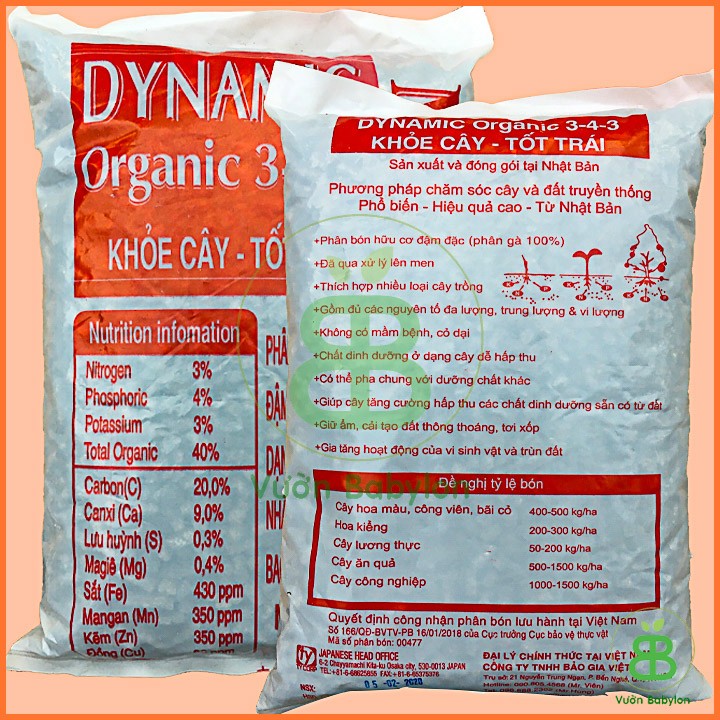 Phân hữu cơ Dynamic 3-4-3
