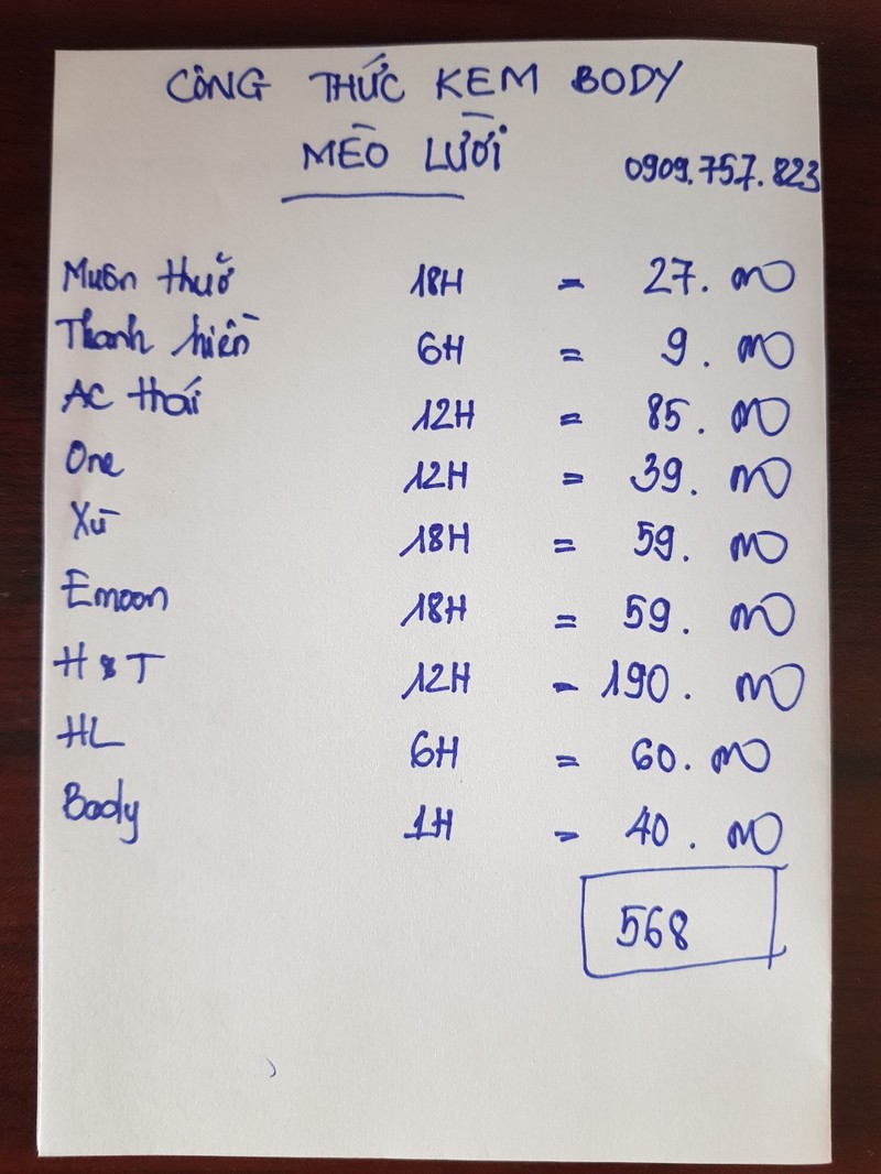 Công thức kem COMBO KEM TRẮNG DA BODY CỦA CHỊ MÈO LƯỜI - MEGAU06