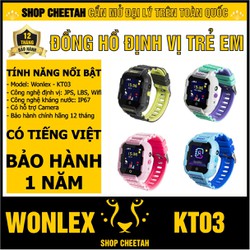 Đồng hồ định vị trẻ em Wonlex KT03 – CHÍNH HÃNG – Kháng nước IP67 – Camera – Định vị Wifi/Lbs/Gps/Agps – Tiếng Việt – Bảo hành 1 năm