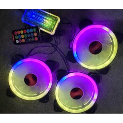 Bộ 2 Đến 6 Fan Case Led RGB Coolmoon V2 – Dual Ring Có Hub Led RGB (Bộ Bao Gồm Fan+Hub+Remote) – Led RGB Coolmoon