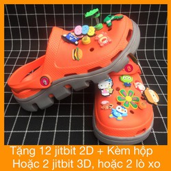 DÉP CROCS DUET CAM ĐẾ NÂU – DÉP SỤC TẶNG KÈM 12 JIB – CAM ĐẾ NÂU