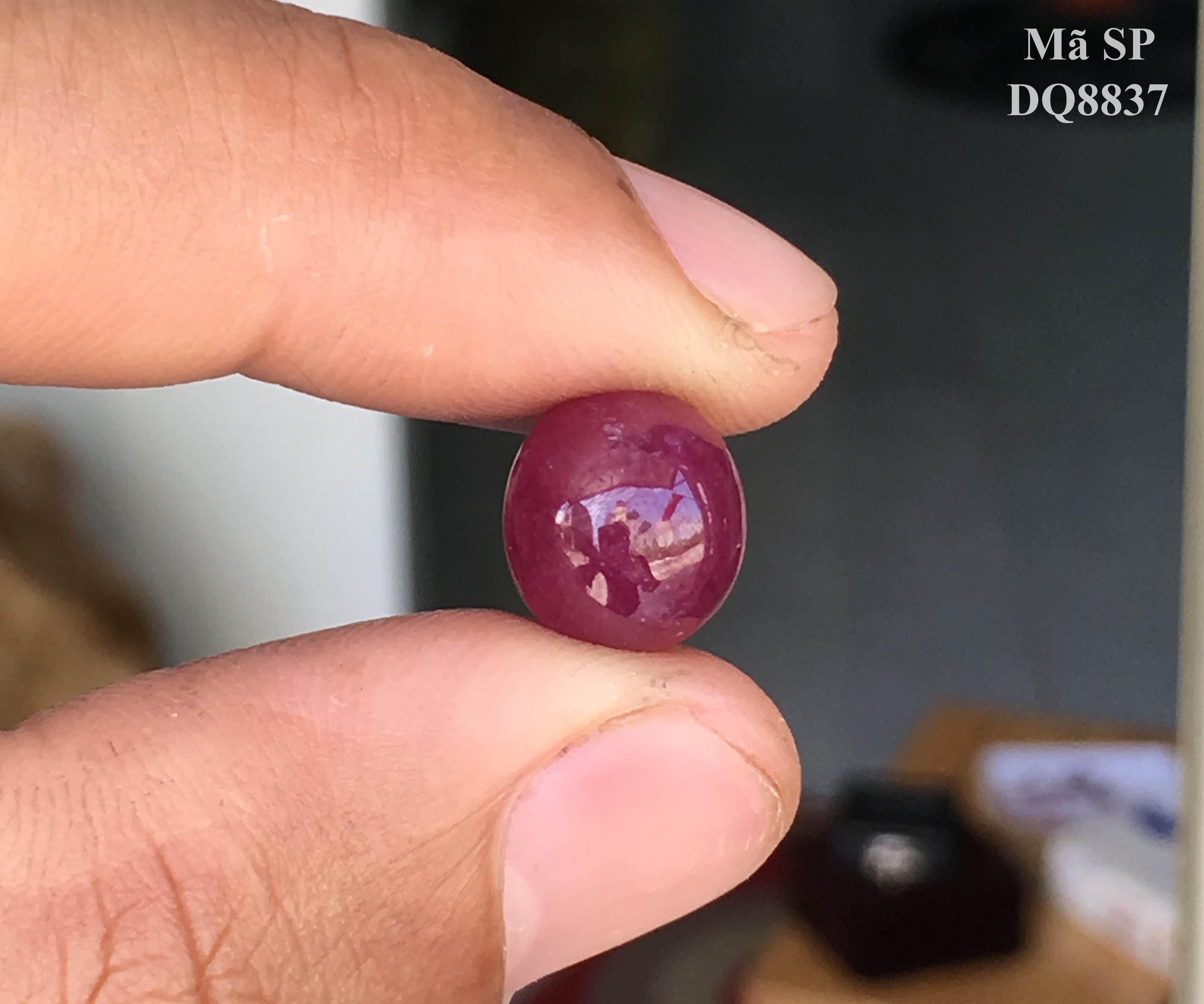 Hình ảnh Mặt Đá Ruby Tự Nhiên Mài Sống Đỏ Đậm Size 12,19ct Mặt Nhẫn Mặt Dây Chuyền