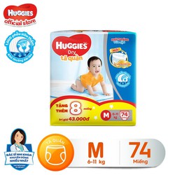 [Tặng thêm 8 miếng mỗi gói ] Tã quần HUGGIES DRY PANTS SUPER JUMBO M74 -  L68 - XL62 - XXL56