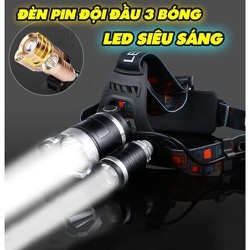 [MIỄN PHÍ VẬN CHUYỂN] ĐÈN PIN ĐỘI ĐẦU 3 BÓNG SIÊU SÁNG