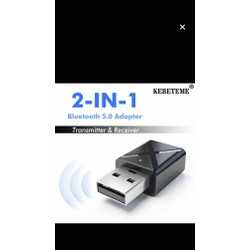 2 in 1 Bluetooth ko day 5.0 USB thu phát 3.5 MN jack cắm UAX stero RCA Audio cho xe hơi.pc..loa..VV – 100