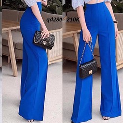 Quần suông rộng lưng cao gân giữa