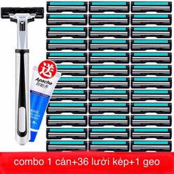 Bộ dao cạo râu gồm 36 lưỡi dao, 1 cán dao, 1 tuýp kem cạo râu