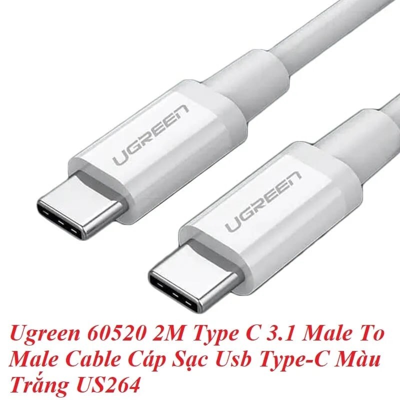 Hình ảnh Dây USB Type-C sang USB Type-C Ugreen 60520 2M màu trắng  US264