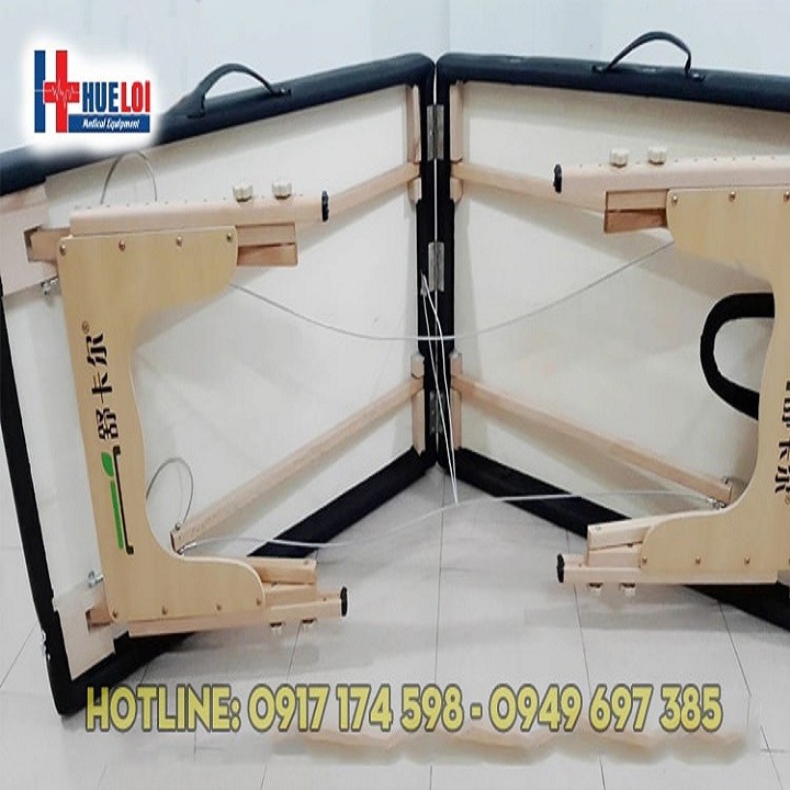 Giường spa chân gỗ gấp gọn hình valy