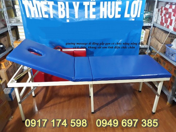 Giường massage di động nâng đầu có 6 chân chắc chắn M9