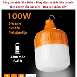 BÓNG ĐÈN LED TÍCH ĐIỆN 100W + DÂY SẠC 5V VÀ MÓC TREO