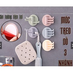 Móc treo đồ 3 nhánh dán tường siêu chắc