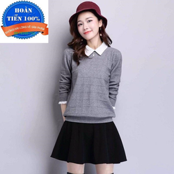 Áo Len Nữ Cổ Bẻ Dễ Thương
