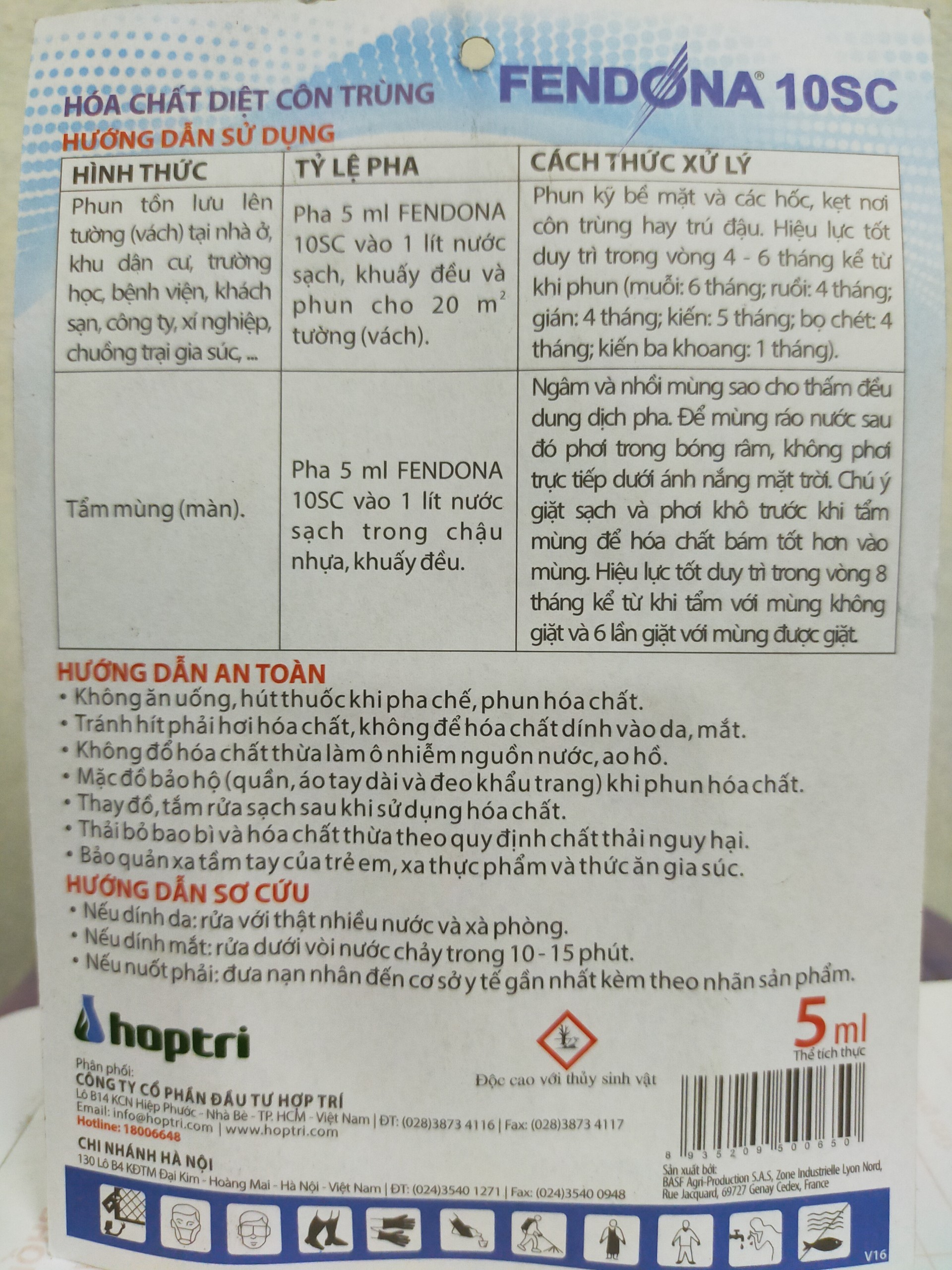 Hình ảnh FENDONA 10SC Diệt công trùng - an toàn cho người sử dụng