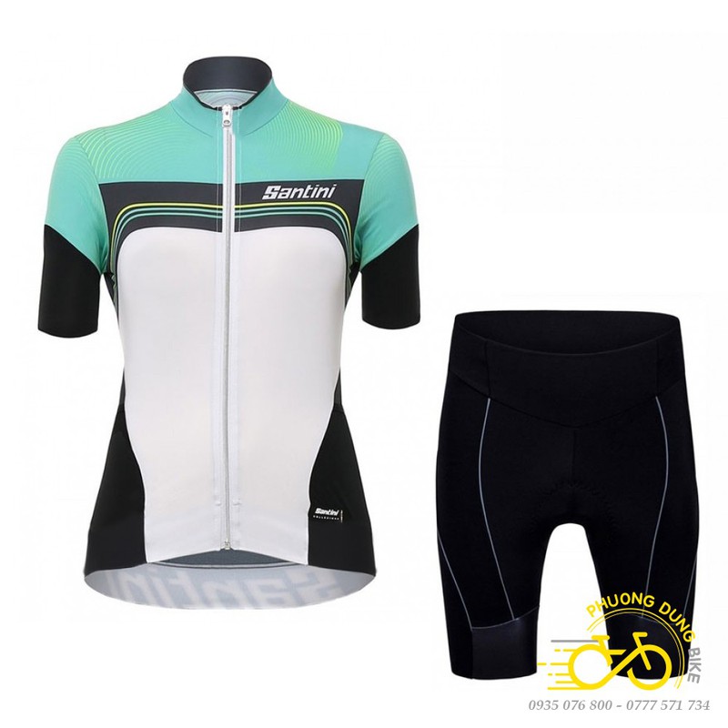Bộ quần áo thể thao nữ đi xe đạp Santini – Màu Xanh – PK-01395