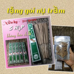 (Tặng bịch nụ trầm)NỬA Kg- 5 hộp Nhang đàn hương sạch không hóa chất – Q124