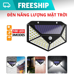 (TRỢ SHIP 15K)Đèn Cảm Biến Hấp Thụ Năng Lượng Mặt Trời 100 Bóng Led Siêu Sáng