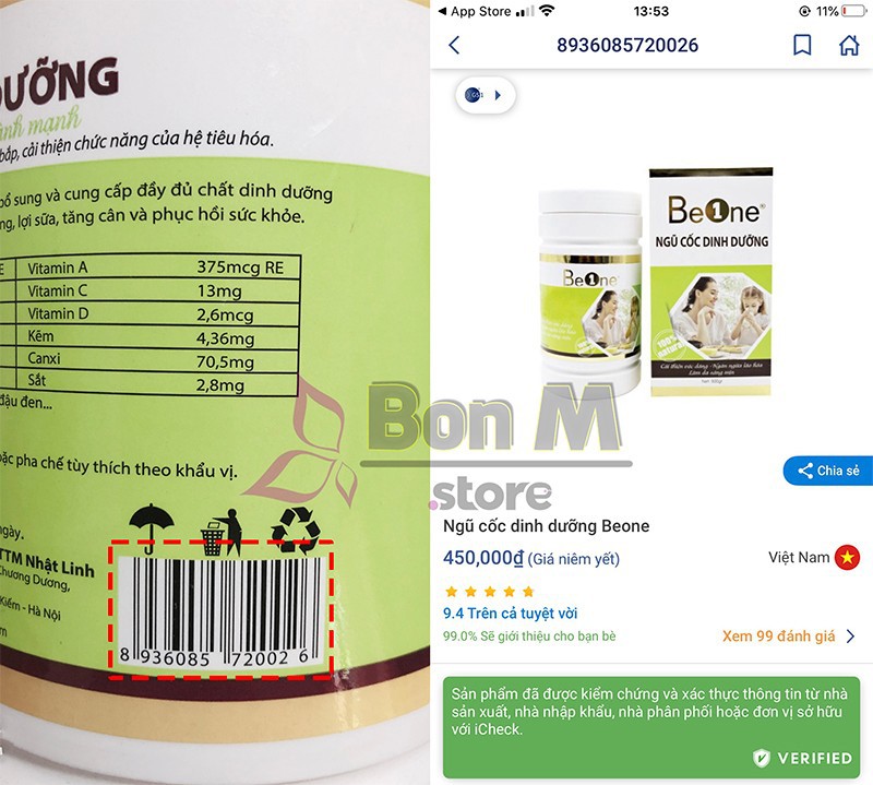 Bột ngũ cốc beone chính hãng