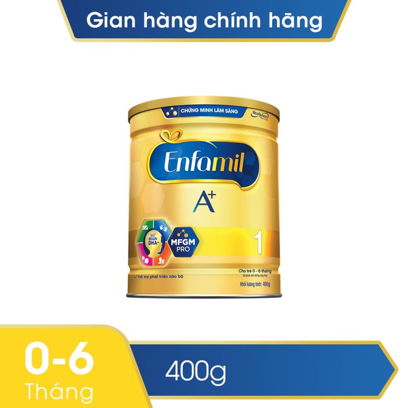 Mẫu Mới, Chính hãng - Sữa Bột Enfamil A+ 1 cho bé 0-6 tháng, lon 400g, DATE MỚI NHẤT 2023