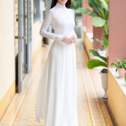 Áo dài trắng học sinh lụa nhật – 3334